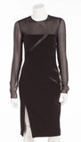 EMILIO PUCCI - BLACK WOOL DRESS WITH SEE THROUGH SILK SLEEVES -SIZE M MEDIUM ladies