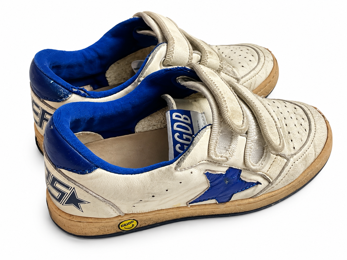 Golden Goose Ball Star Junior Leather Trainers – White & Blue children