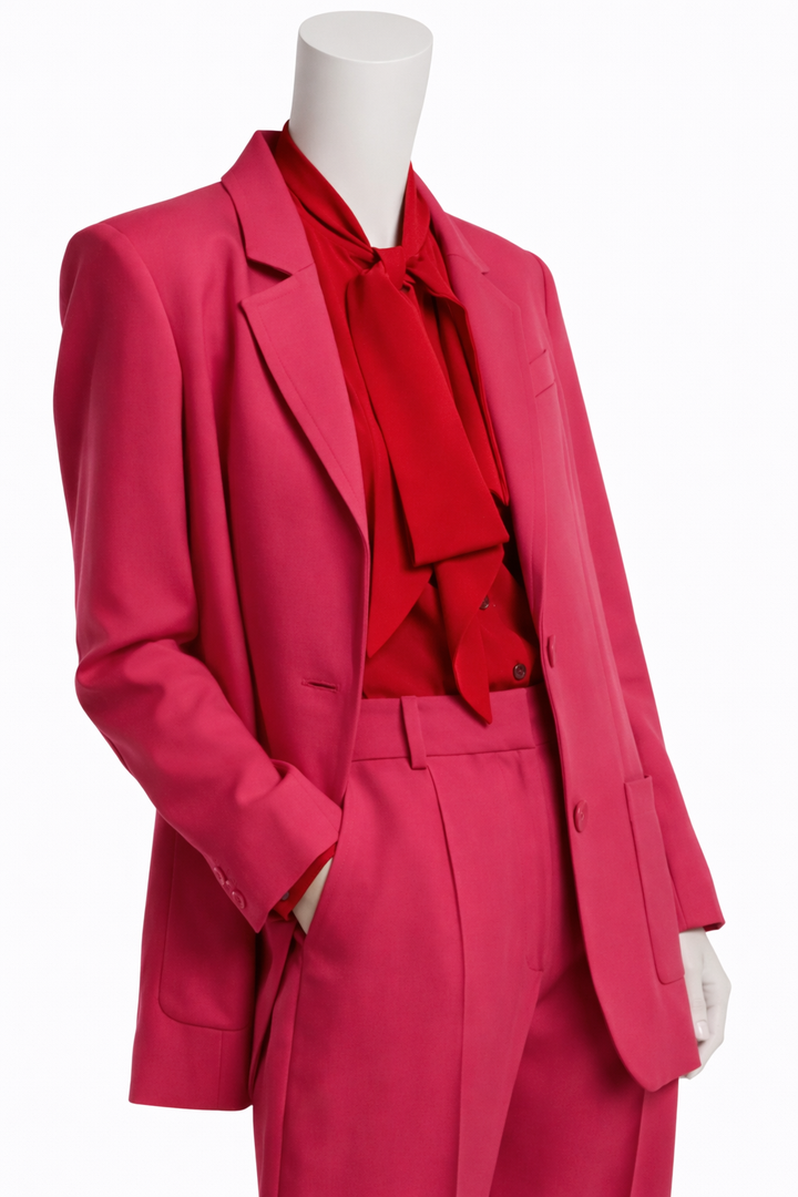 Racil Barbie Pink Wool 2-Pieces Pants Suit Size F36-38 ladies