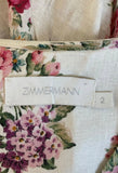 ZIMMERMANN HONOUR CORSET MINI DRESS FLORAL PRINT LINEN Size 2 ladies