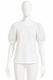 ME+EM White Cotton Broderie Anglaise Puff-Sleeve Top ladies
