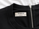 PINKO black peplum faux leather insert blouse top size I 44 UK 12 US 8 ladies