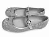 Chanel CC Cap Toe Mary Jane Flats – Silver Glitter – Size EU 38.5 ladies