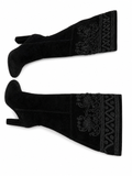 ETRO BLACK SUEDE EMBROIDERED KNEE LENGHT BOOTS SIZE 38 LADIES