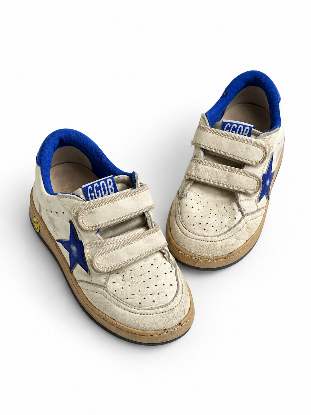 Golden Goose Ball Star Junior Leather Trainers – White & Blue children