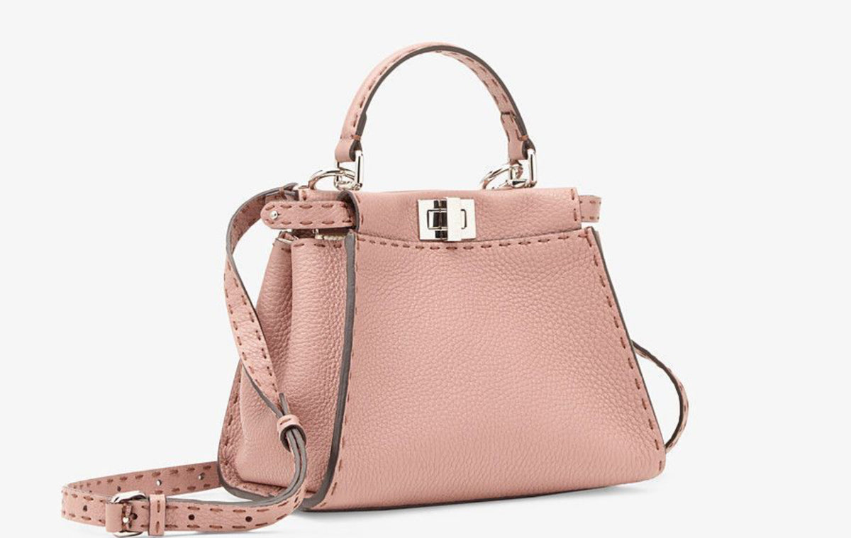 Fendi Pink Selleria Leather Mini Peekaboo Top Handle Bag Handbag ladies