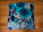 Jane Carr Printed Shawl Scarf in blue chiffon silk extra large 70.9 x 51.2 inch ladies