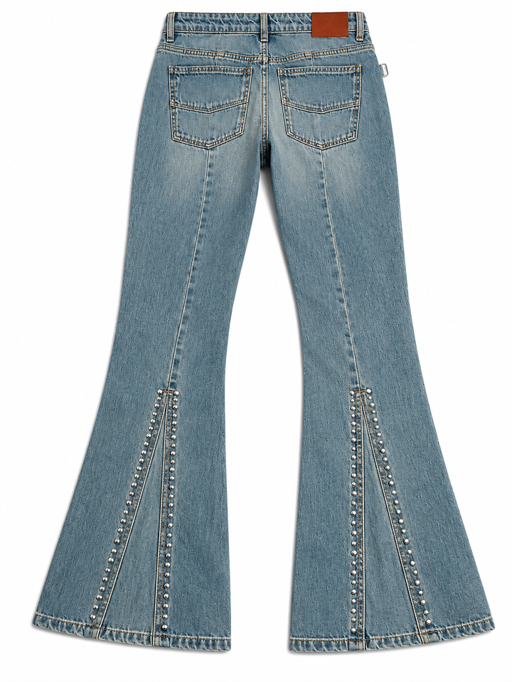 Zadig & Voltaire Eclip Denim Eco Studs Light Blue Bootcut Jeans – Size 29 ladies