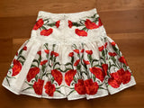 Alexis Linen Floral Embroidered Mini Flare Skirt SZ S Small ladies