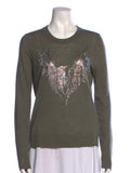 Zadig and Voltaire crystals miss eagle cashmere sweater jumper in khaki ladies