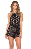 MIGUELINA Harriet crocheted black cotton playsuit romper Size XS ladies