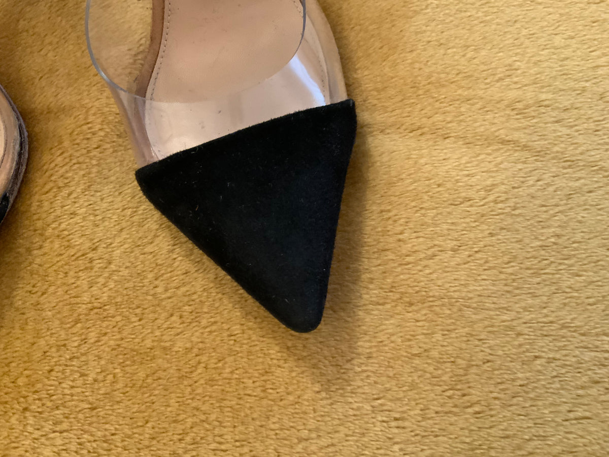 GIANVITO ROSSI - 4.5" Suede- PVC PUMPS HEELS SHOES SIZE 36 1/2 US 6.5 UK 3.5 ladie