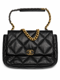 Chanel 19 Maxi Flap Bag – Black Lambskin Leather Handbag ladies