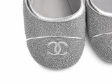 Chanel CC Cap Toe Mary Jane Flats – Silver Glitter – Size EU 38.5 ladies