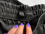 Zara Black Wide-Leg Linen Trousers – Size M ladies