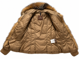 Moncler Brown Camel Fur Trim Down Puffer Jacket Coat Size 0 ladies