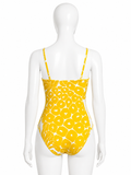 ERES Pineapple-Print Square-Neck Swimsuit – Yellow & White – Medium ladies