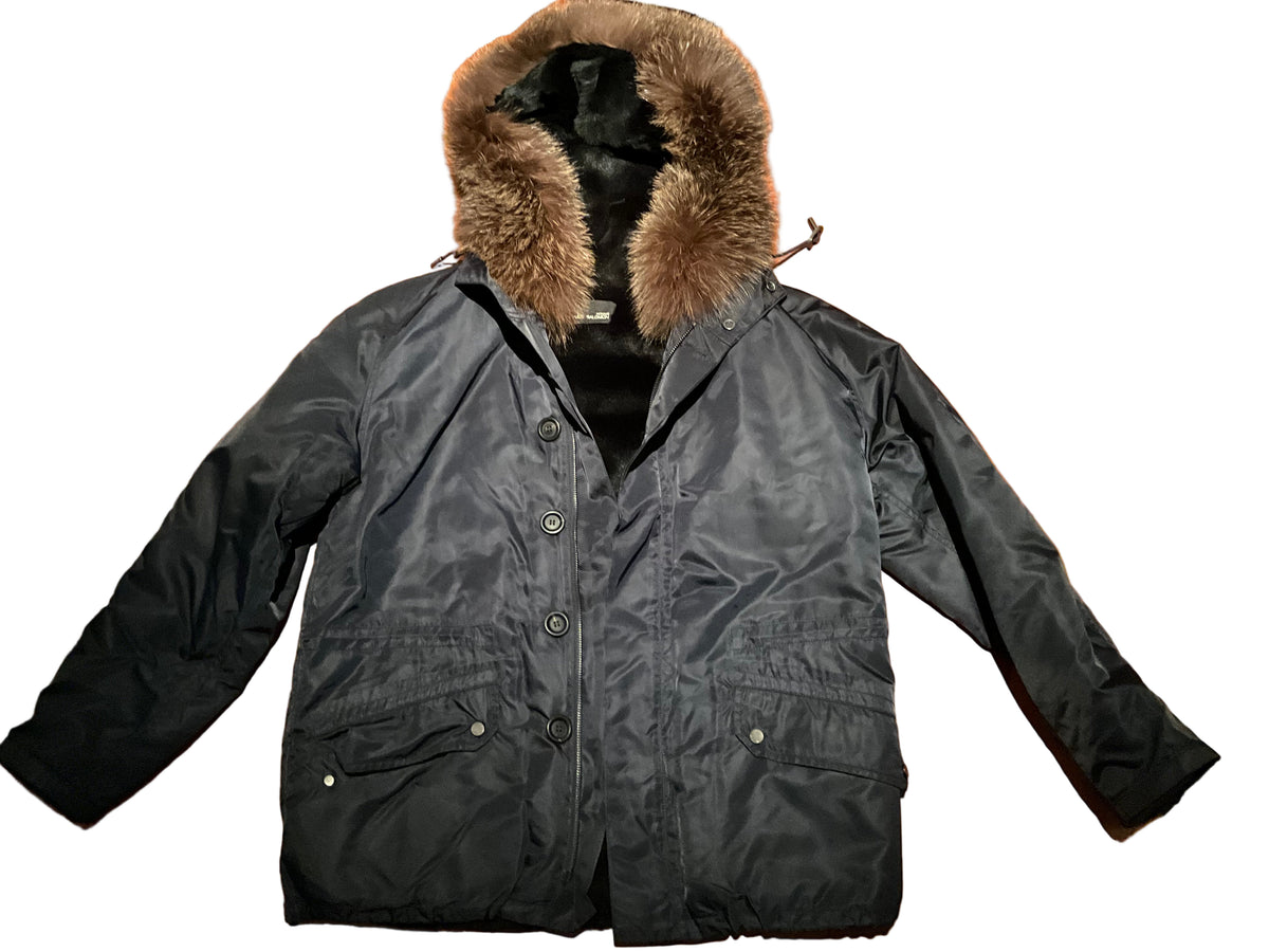 Yves Salomon Parka Iconic Fur Linen Jacket Size 48 Men