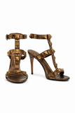 Valentino Garavani Roman Stud T-Strap Leather Sandals Size 39 1/2 ladies