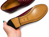 Gucci Jordan loafers in burgundy leather with embossed GG logo shoes size 38 1/2 ladies