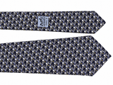 Hermès Paris Navy Blue Carousel Horse Jacquard 100% Silk Tie men