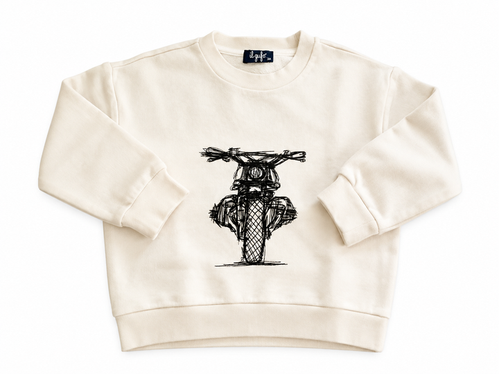 Il Gufo Motorcycle Graphic Sweatshirt Cream 3 Years children