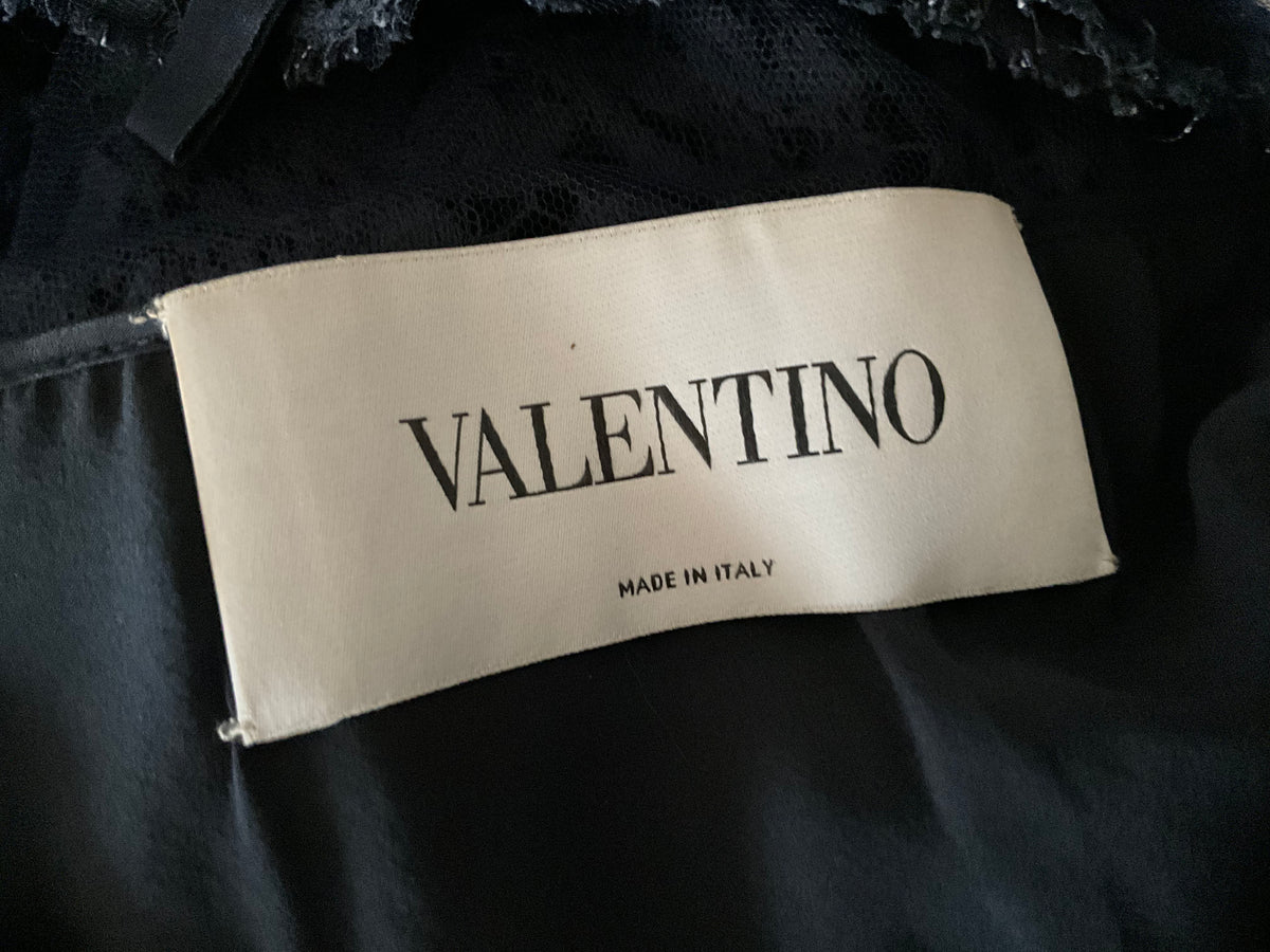 Valentino Black Lace Sheath Bow Dress Size I 38 XS ladies