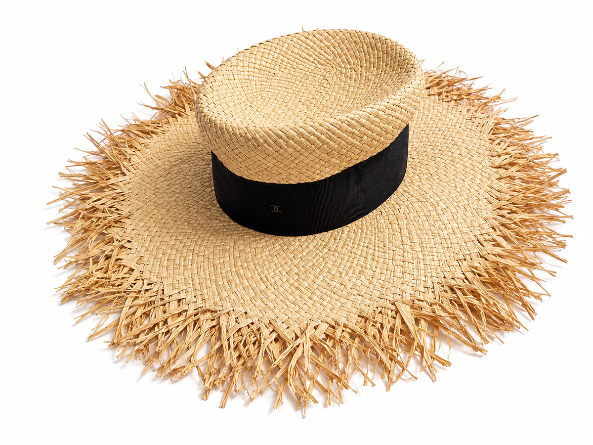 Chanel 2019 Runway Raffia Wide-Brim Hat – Size M ladies