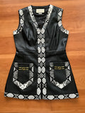 Gucci Black Faux Leather Sleeveless Jacket Vest Waistcoat Size XS I 38 ladies