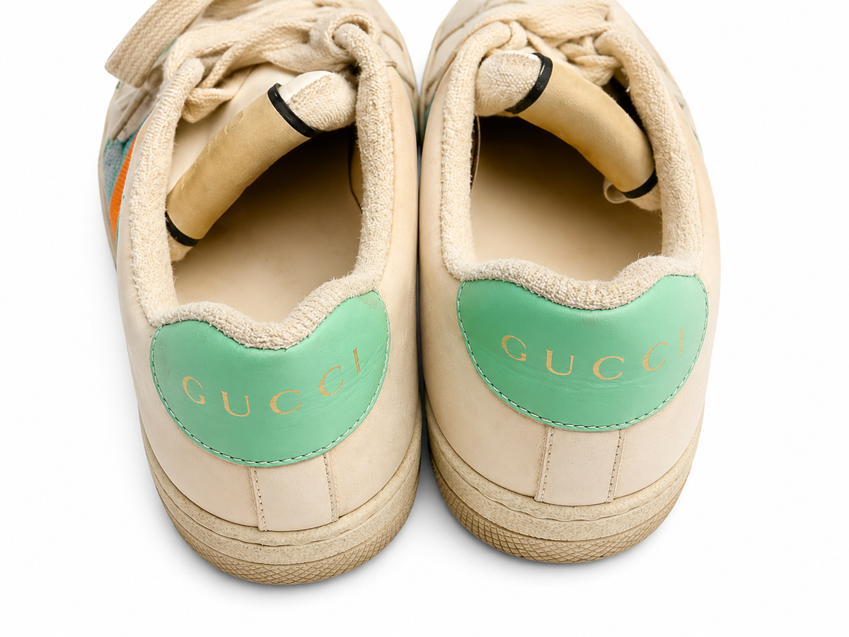 Gucci Calfskin GG Supreme Crystals Web Screener Sneakers 39 Ladies