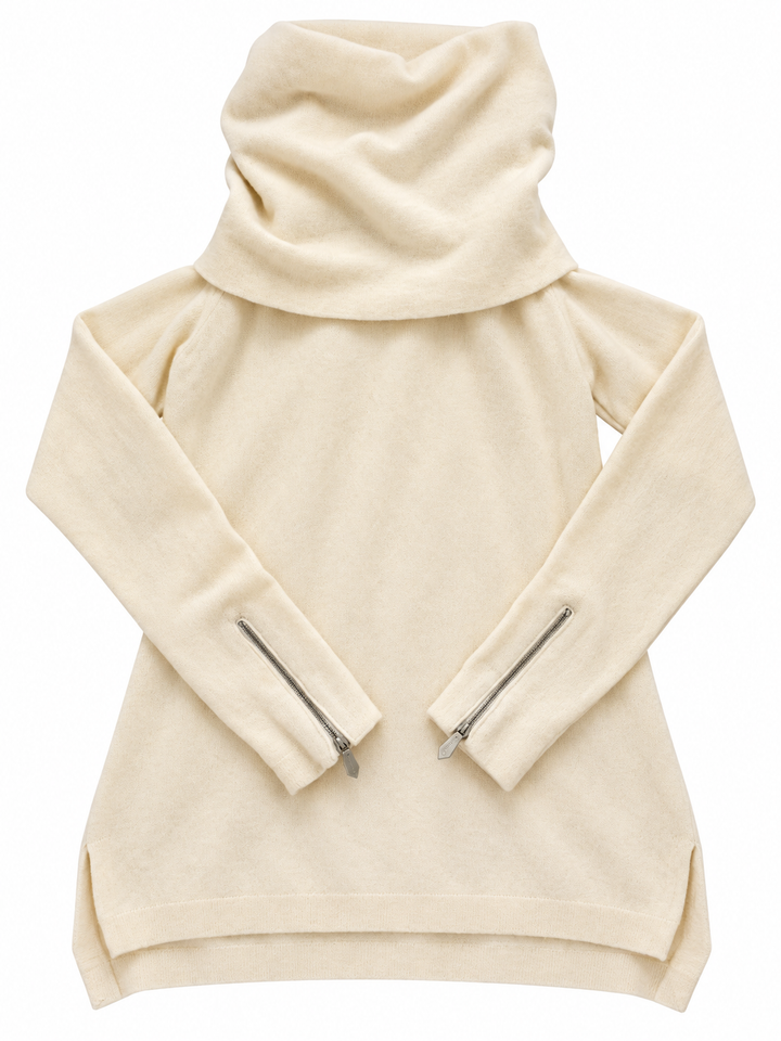 Hermès Cream Cashmere & Wool Cowl Neck Jumper – Size F 36 ladies