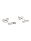 14K 14ct 585 White Gold Diamond Bar Stud Earrings LADIES