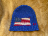 Ralph Lauren Polo Unisex Winter Beanie Hat In Blue Wool With American US Flag men