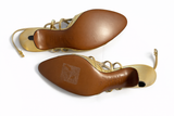 Salvatore Ferragamo Archives Limited Edition Leather Gold Slingback Heels size 38 ladies