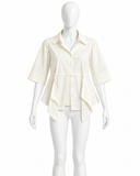 Ivory Cotton Asymmetric Shirt ladies