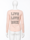 Zadig & Voltaire Live Love Rock Blush Pink Long Sleeve Top ladies