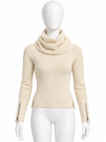 Hermès Cream Cashmere & Wool Cowl Neck Jumper – Size F 36 ladies