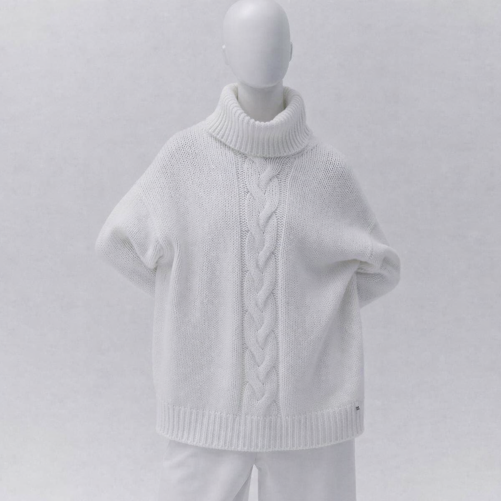 Herno White Cashmere Turtleneck Sweater Jumper Size I 38 XS ladies