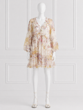 Zimmermann Jude Silk Frill Billow A-Line Mini Dress – Floral Print ladies