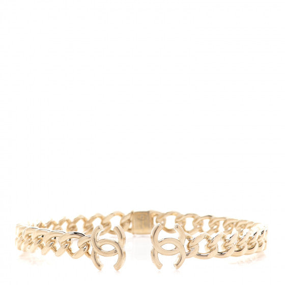 Chanel Metal CC Chain Link Choker Necklace in Gold Size S small ladies