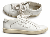 Saint Laurent Paris Men’s White Leather Studded Trainers – Size EU 43 men