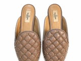 Valentino Garavani Light Pink Quilted Rockstud Spike Mules Size 39 ladies