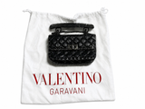Valentino Garavani Craquele Nappa Small Rockstud Spike Shoulder Bag – Black ladies