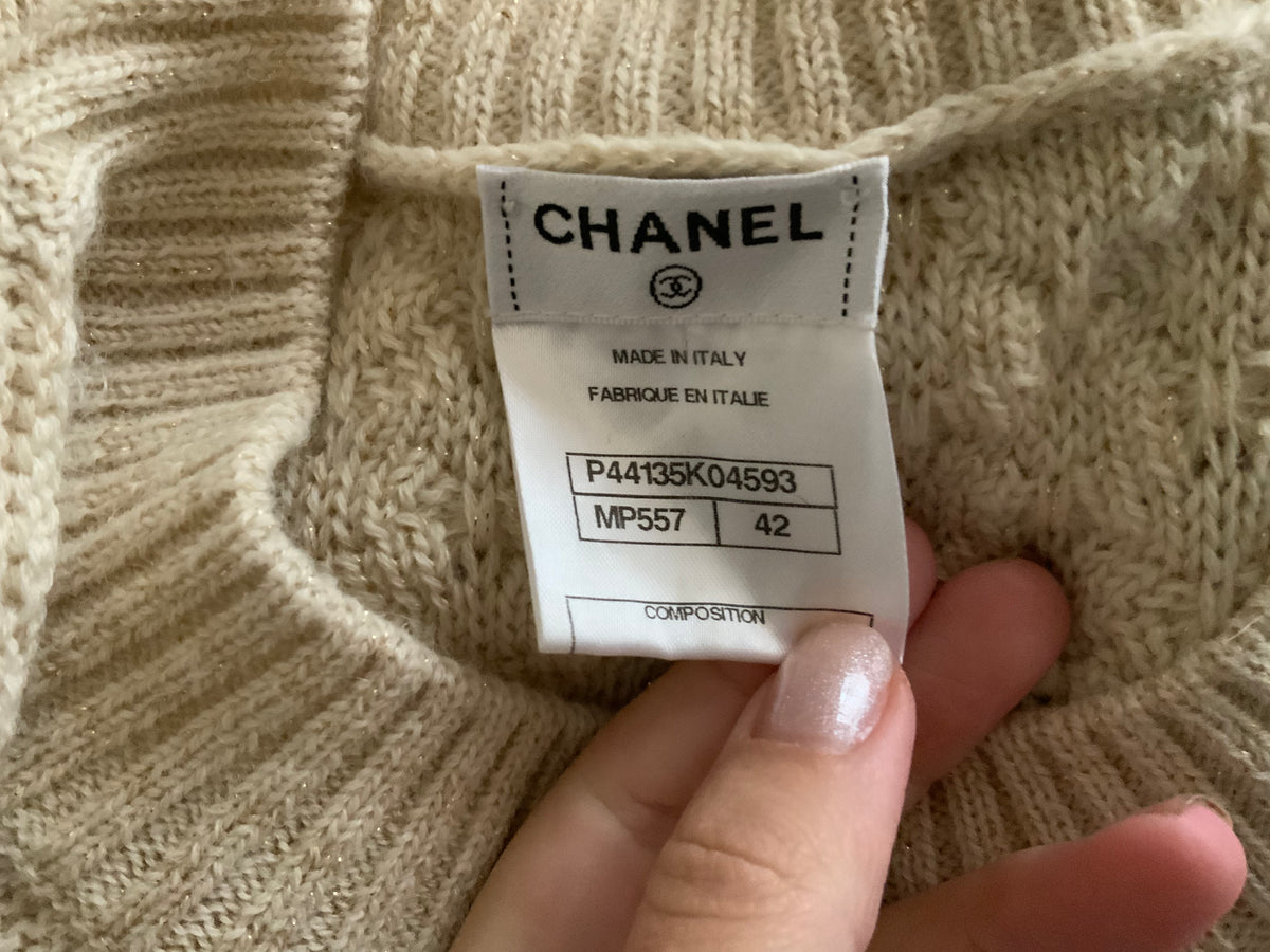 CHANEL Bombay Alpaca Including Scarf Knit Open Sweater Jumper F 42 UK 14 US 10 ladies