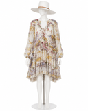 Zimmermann Jude Silk Frill Billow A-Line Mini Dress – Floral Print ladies