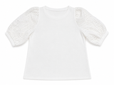 ME+EM White Cotton Broderie Anglaise Puff-Sleeve Top ladies
