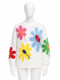 MIRA MIKATI Organic Cotton Floral Intarsia Jumpe Pullover ladies