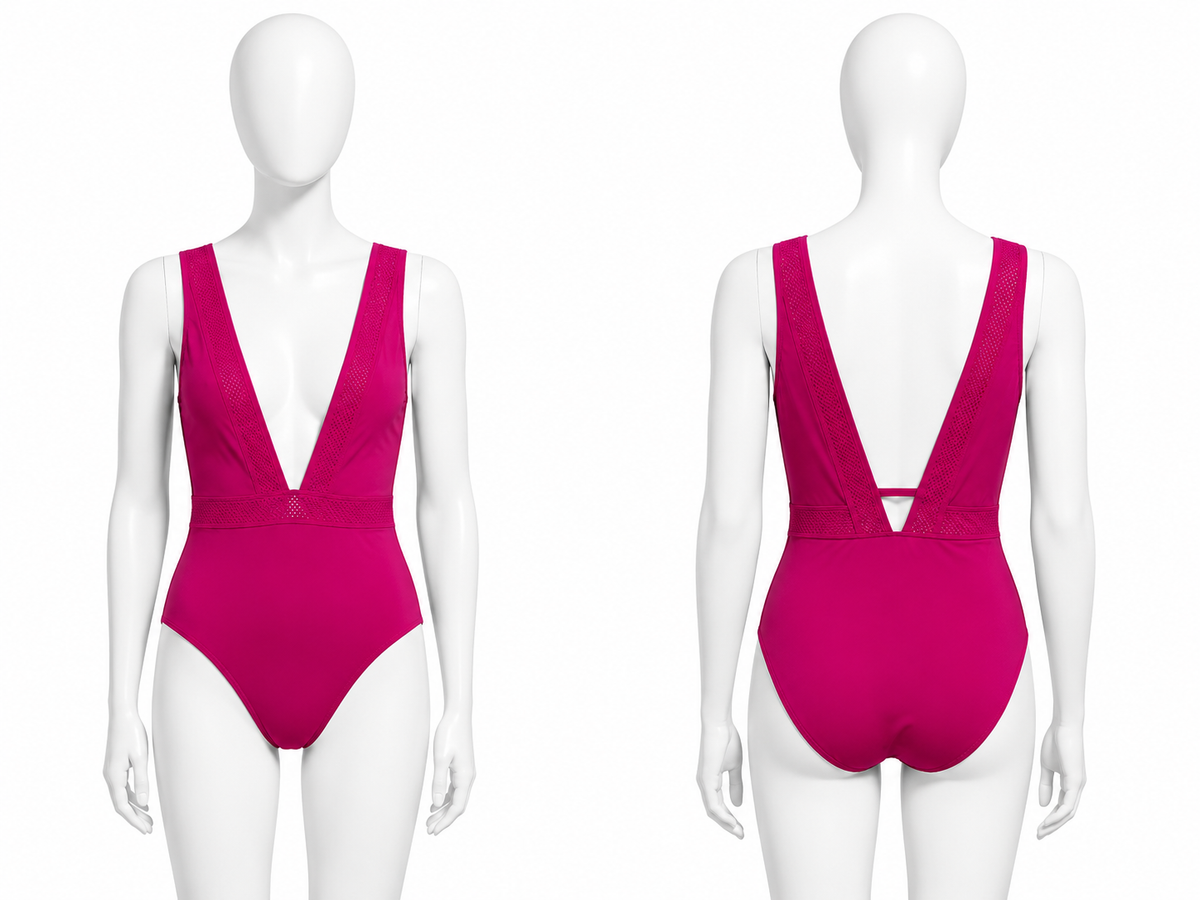 ERES Fuchsia V neck One Piece Swimsuit size F 42 US 10 UK 14 LADIES