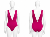ERES Fuchsia V neck One Piece Swimsuit size F 42 US 10 UK 14 LADIES
