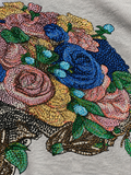 Zadig & Voltaire Skull Flower Strass Grey T-Shirt – Size S ladies